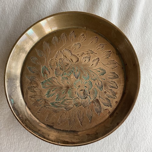 Brass pin dish etched - dish,