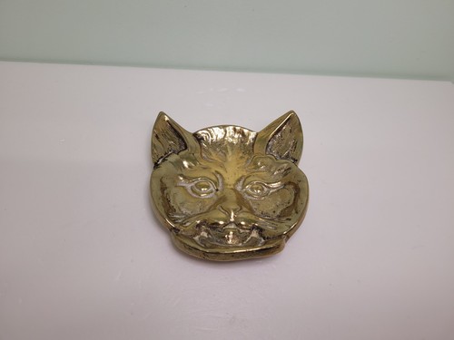 Vintage brass cat dish wall - cat,