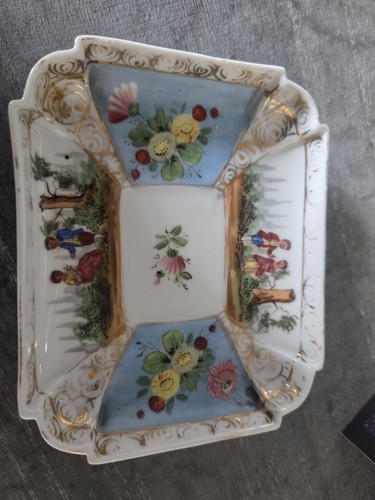 Antique hand painted tray pin - painted,