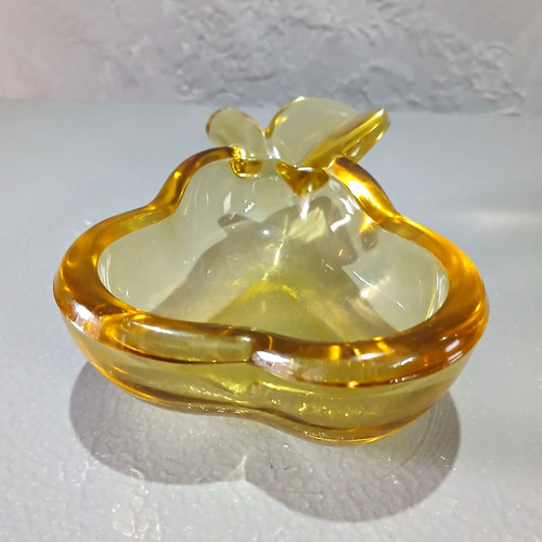 Vintage amber glass pear - amber,
