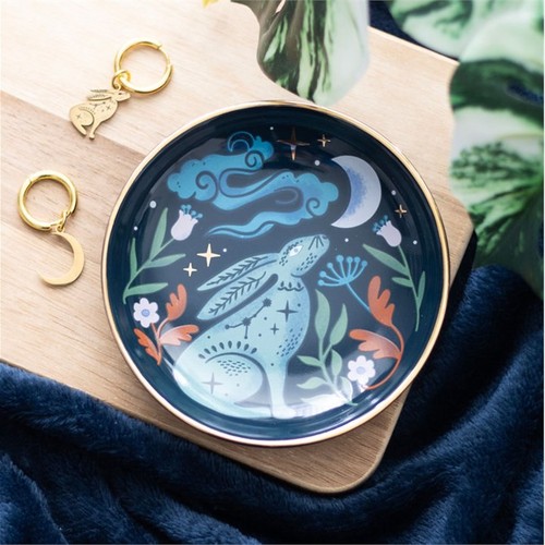 Midnight hare round trinket - hare,