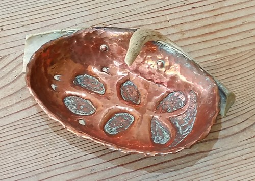 Hand hammered copper soap - a,
