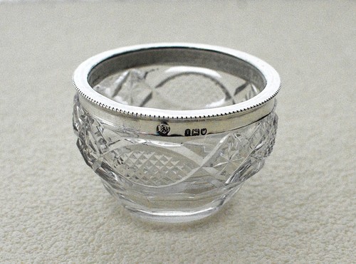 Silver rimmed pin dish salt - rimmed,